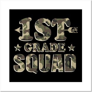 1st Grade Squad Teacher Student Camo Back To School Posters and Art